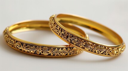 Classic Gold Kada with Floral Design